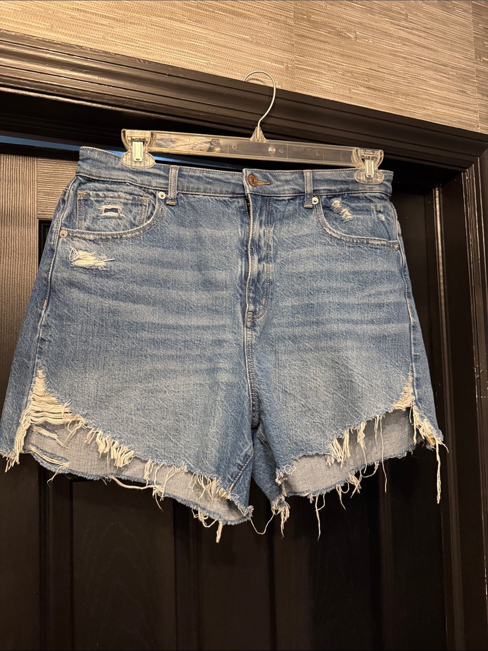 American Eagle Outfitters Light Blue Distressed Denim Cutoff Shorts